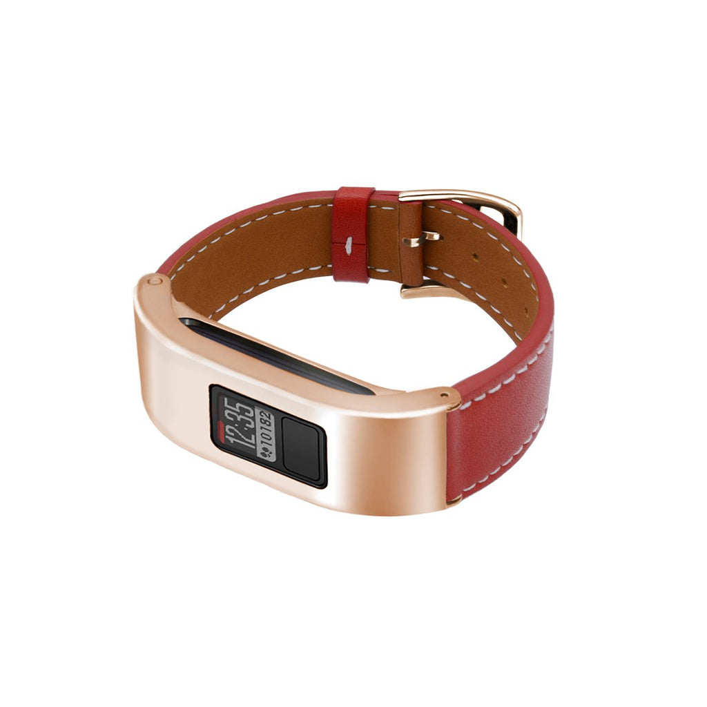 C2DJOY Garmin vivofit 3 Steel Case with Leather Strap