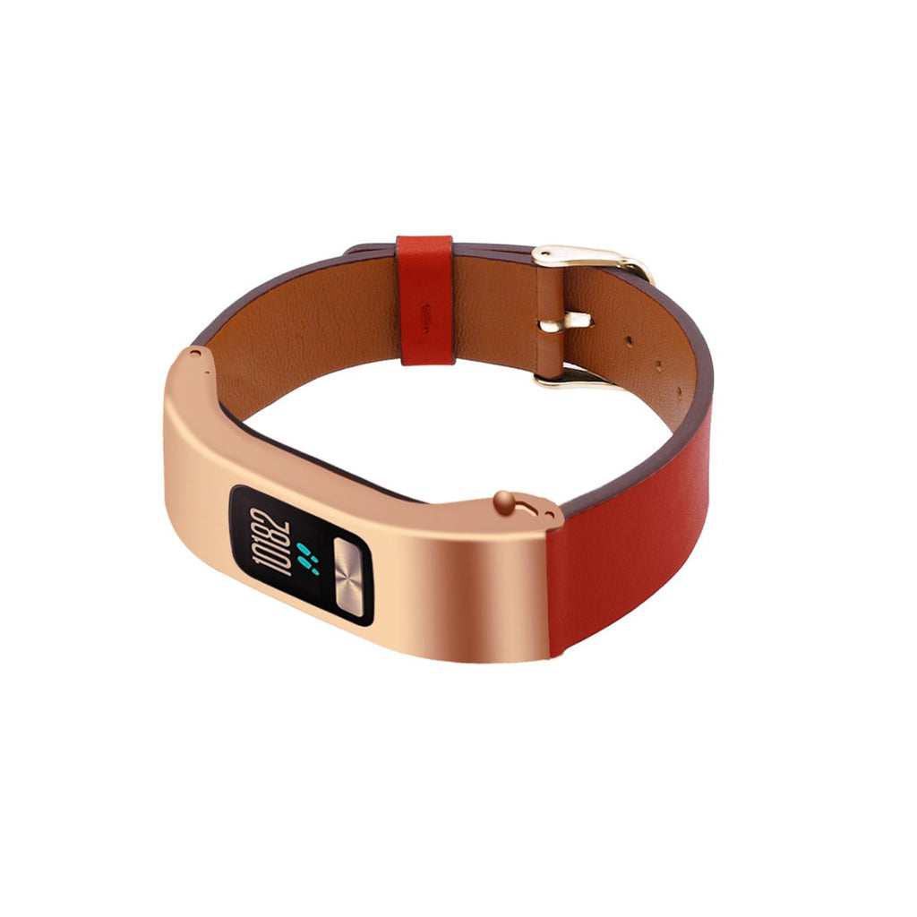 C2DJOY Garmin vivofit 4 Steel Case with Leather Strap