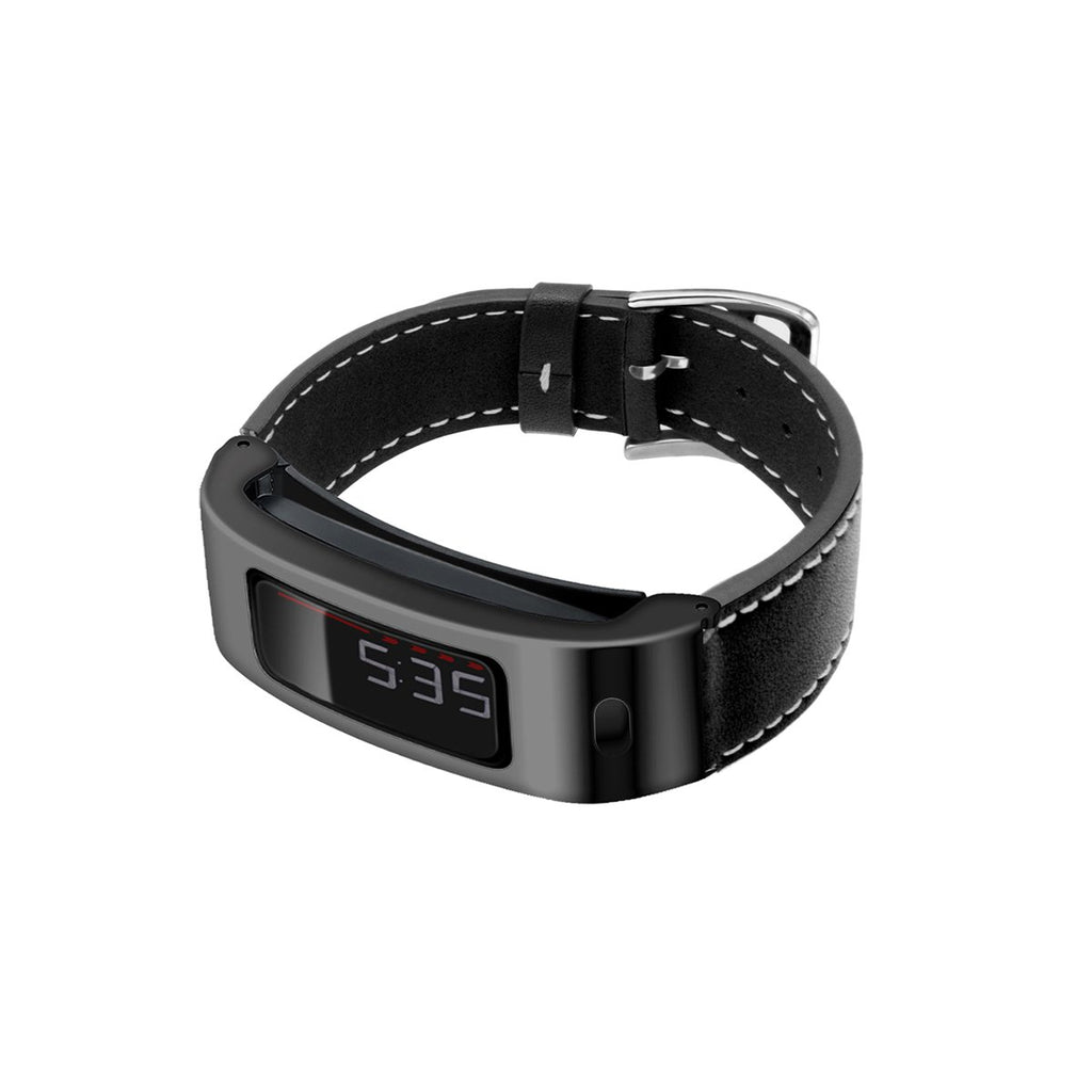 C2DJOY Garmin vivofit (1st Gen)/2 Steel Case with Leather Strap