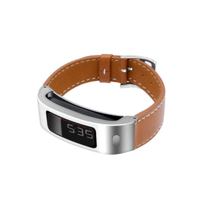 C2DJOY Garmin vivofit (1st Gen)/2 Steel Case with Leather Strap