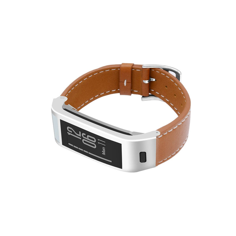 C2DJOY Garmin vivosmart HR+ Steel Case with Leather Strap